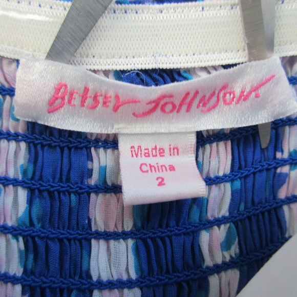 Betsey Johnson Halter Ruffle Dress 2 Blue Stripe VTG y2k Silk Babydoll 230 - Picture 2 of 9